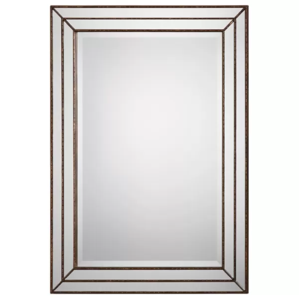 Decorative Mirrors-Kirkland's Home Bronze Metallic Grooved Texture Wall Mirror Brown