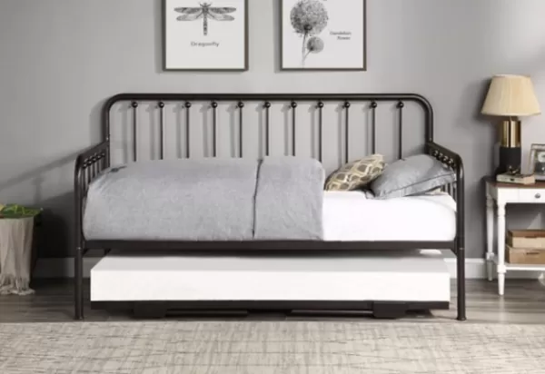 Beds & Headboards-Kirkland's Home Bronze Spindleback Metal Trundle Day Bed Brown