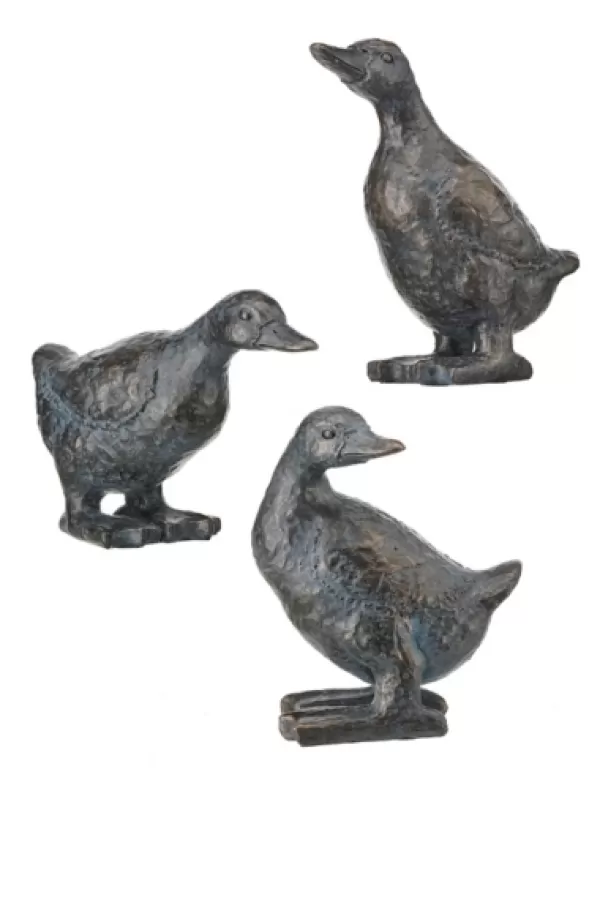 Statues & Figurines-Kirkland's Home Bronze Textured Duckling Statues, Set Of 3 Brown