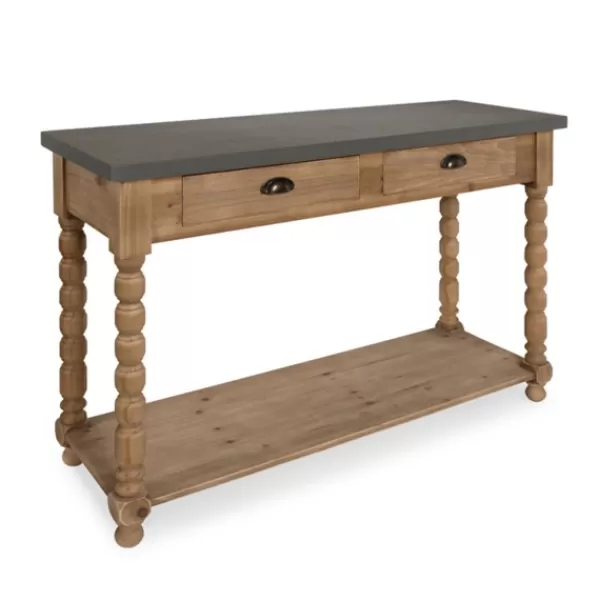 Console Tables-Kirkland's Home Brown And Gray Wood 2-Drawer Console Table Tan/Gray