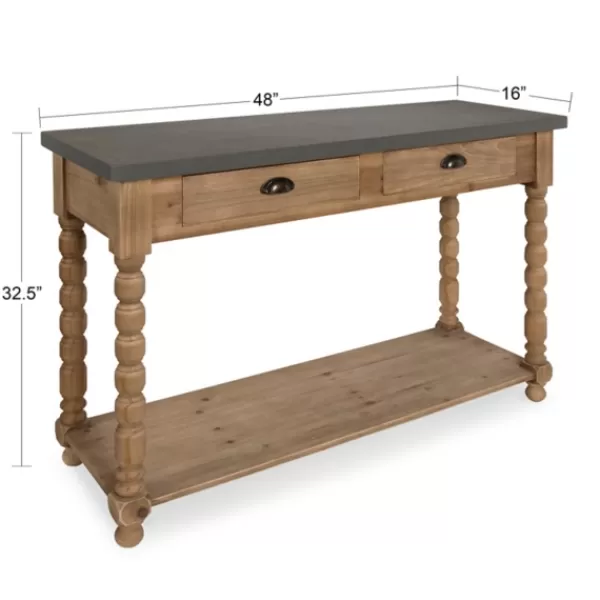 Console Tables-Kirkland's Home Brown And Gray Wood 2-Drawer Console Table Tan/Gray