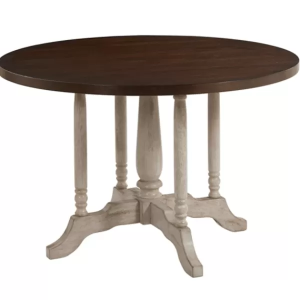 Dining Tables-Kirkland's Home Brown And White Round Wooden Dining Table Brown/White