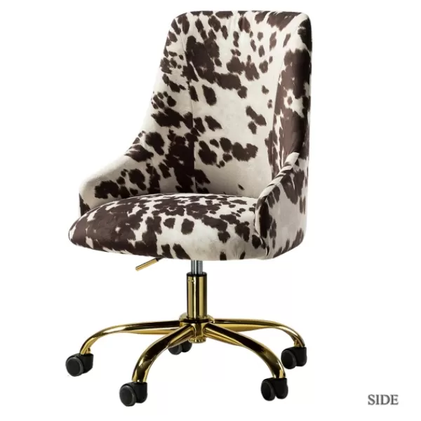 Office Furniture-Kirkland's Home Brown And White Upholstered Cow Print Office Chair Brown/White