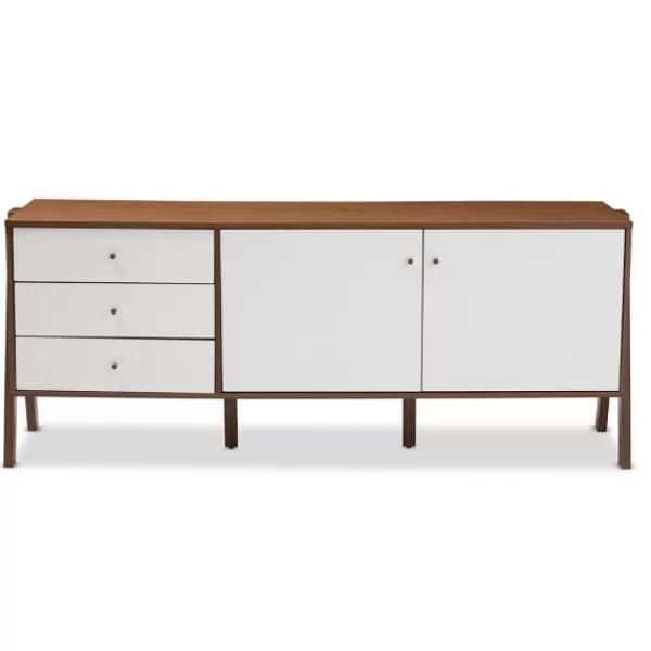 Cabinets & Sideboards-Kirkland's Home Brown And White Wood Mid-Century Modern Sideboard