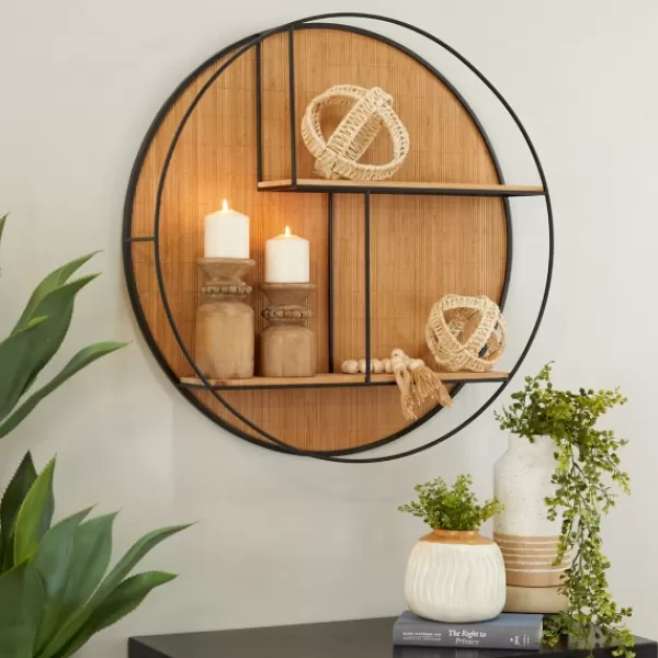 Shelves-Kirkland's Home Brown Bamboo Modern Wall Shelf