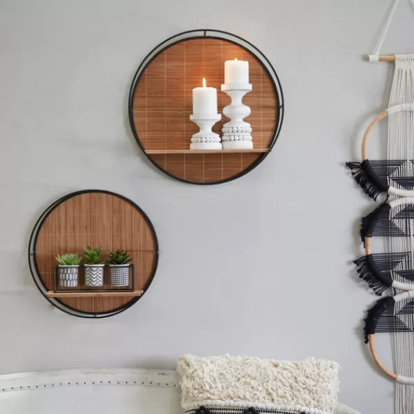 Shelves-Kirkland's Home Brown Bamboo Modern Wall Shelves, Set Of 2