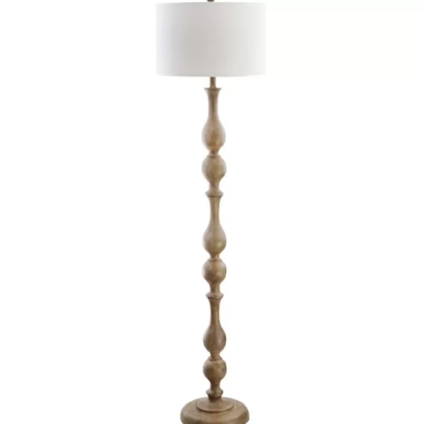 Floor Lamps-Kirkland's Home Brown Carved Spindle Floor Lamp White