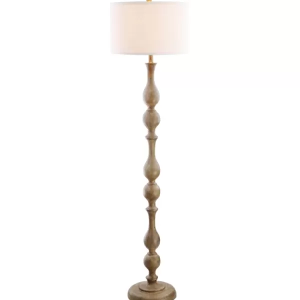 Floor Lamps-Kirkland's Home Brown Carved Spindle Floor Lamp White