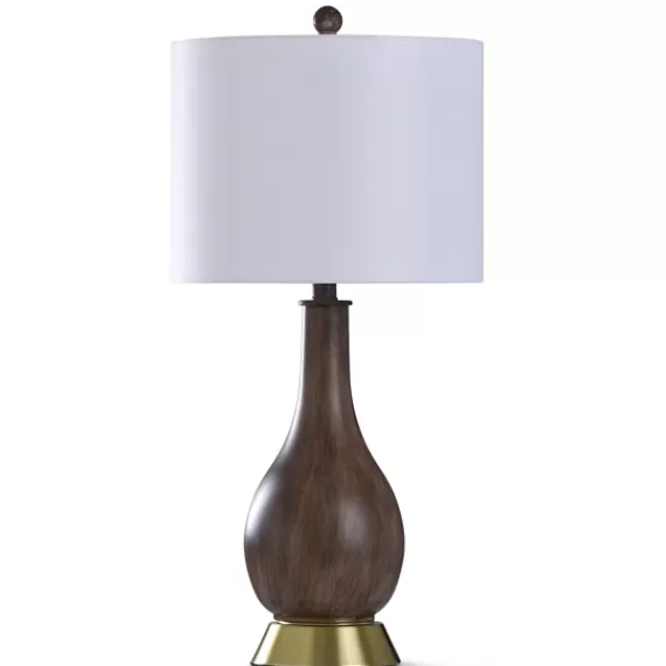 Table Lamps-Kirkland's Home Brown Curved Wood Table Lamp White