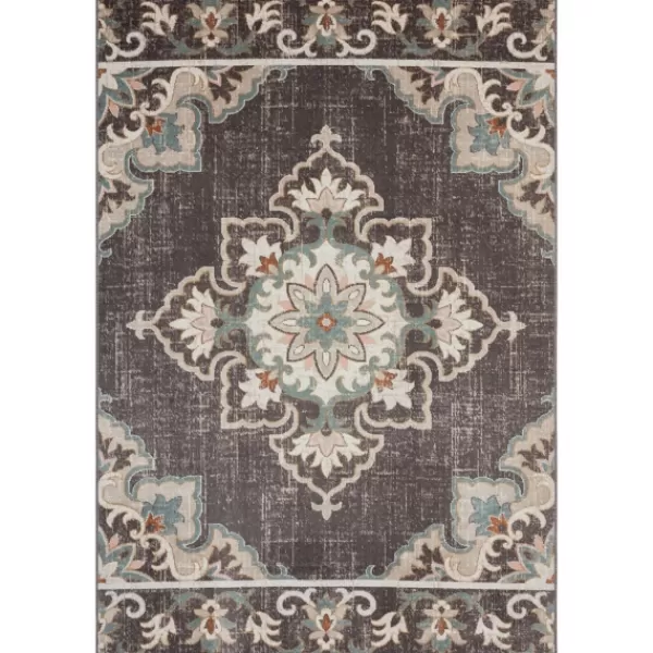 Outdoor Rugs-Kirkland's Home Brown Floral Medallion Outdoor Area Rug, 5X7 Brown/Multi