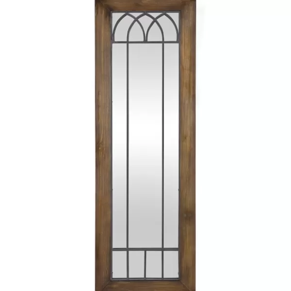 Decorative Mirrors-Kirkland's Home Brown Larissa Arched Window Leaning Mirror