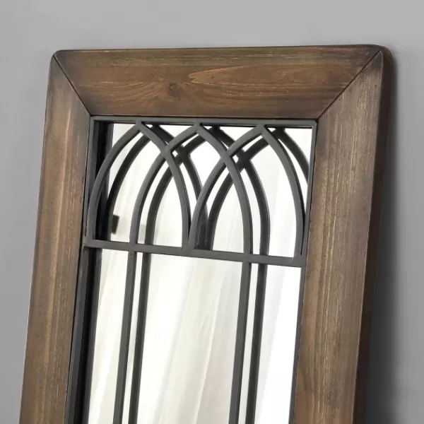 Decorative Mirrors-Kirkland's Home Brown Larissa Arched Window Leaning Mirror