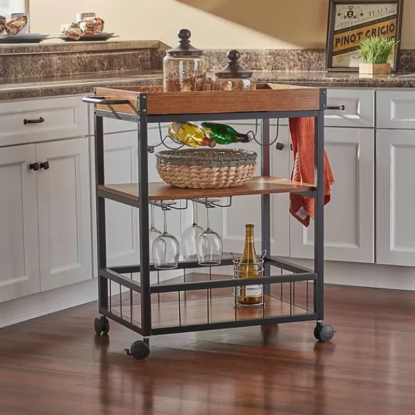 Kitchen Islands & Bar Carts-Kirkland's Home Brown Norcross Industrial Rolling Bar Cart