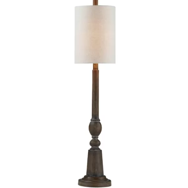 Buffet Lamps-Kirkland's Home Brown Resin Traditional Candlestick Buffet Lamp Ivory