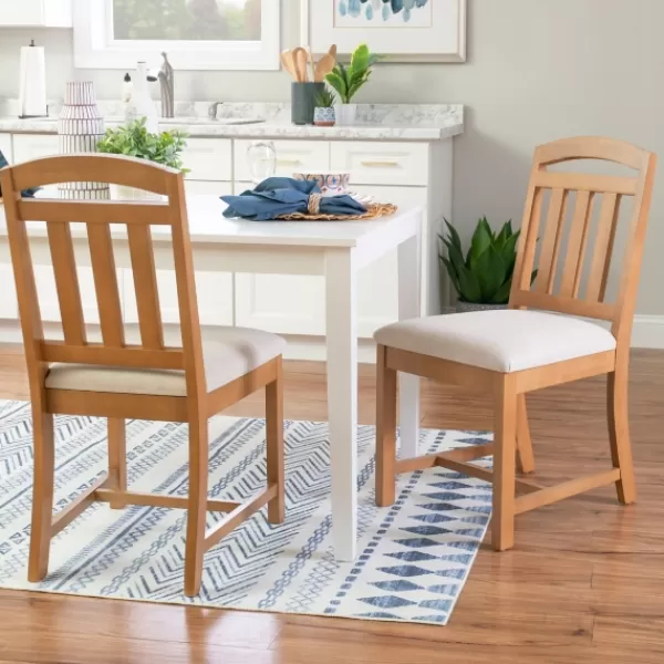 Dining Chairs-Kirkland's Home Brown Slatted Upholstered Dining Chairs, Set Of 2 Brown/White