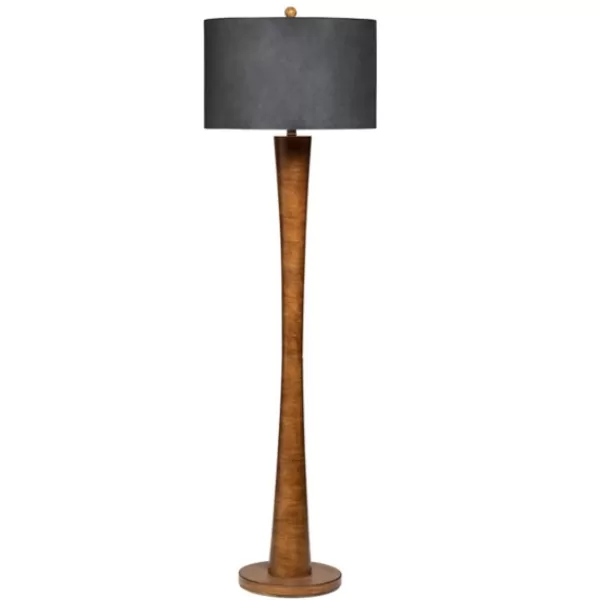 Floor Lamps-Kirkland's Home Brown Tapered Base Velvet Shade Floor Lamp Gray