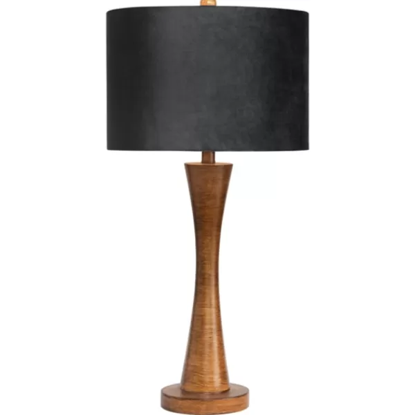 Table Lamps-Kirkland's Home Brown Tapered Base Velvet Shade Table Lamp Gray