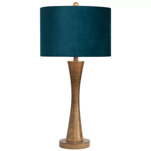 Table Lamps-Kirkland's Home Brown Tapered Base Velvet Shade Table Lamp Blue