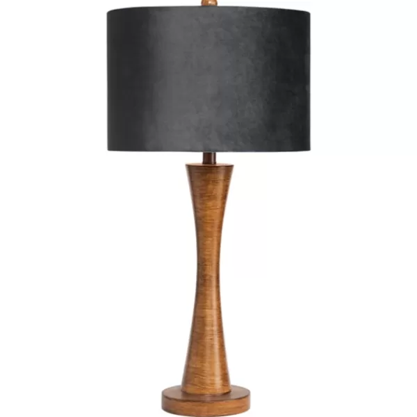 Table Lamps-Kirkland's Home Brown Tapered Base Velvet Shade Table Lamp Gray