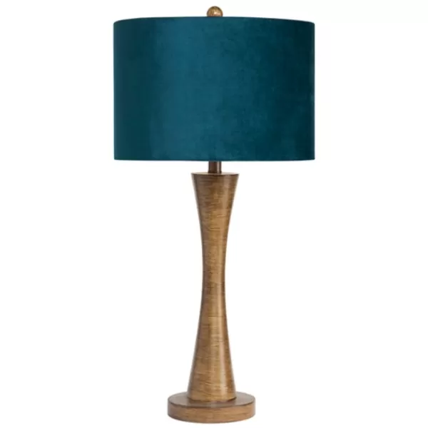 Table Lamps-Kirkland's Home Brown Tapered Base Velvet Shade Table Lamp Blue