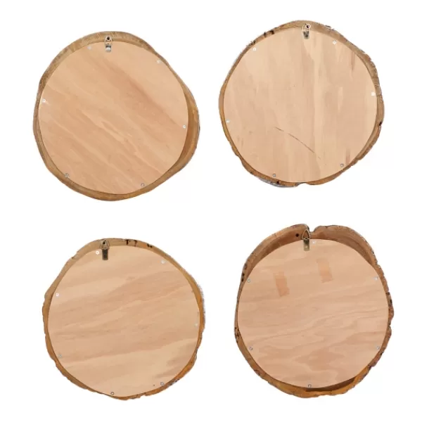 Decorative Mirrors-Kirkland's Home Brown Teak Wood Frame Wall Mirrors, Set Of 4