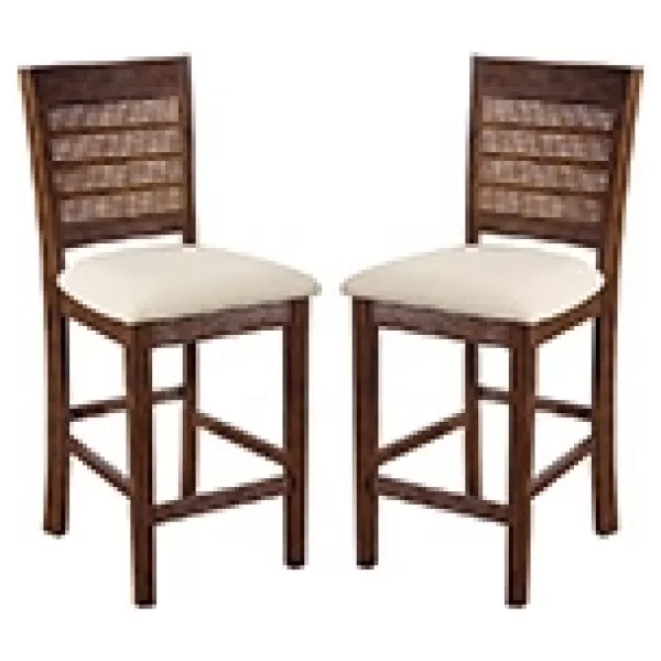 Bar Stools & Counter Height Stools-Kirkland's Home Brown Wilbur Cane Back Counter Stools, Set Of 2 Brown/White