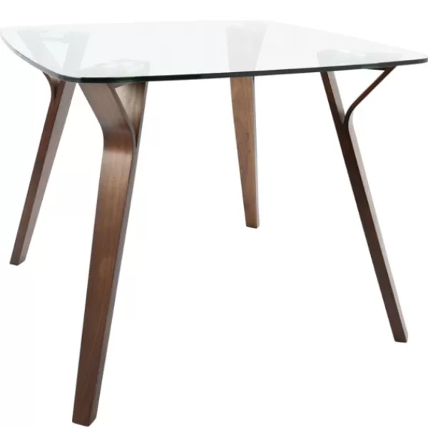 Dining Tables-Kirkland's Home Brown Wood & Glass Midcentury Modern Dining Table Brown/Clear