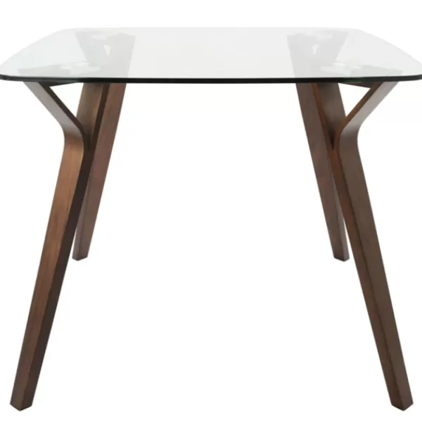 Dining Tables-Kirkland's Home Brown Wood & Glass Midcentury Modern Dining Table Brown/Clear