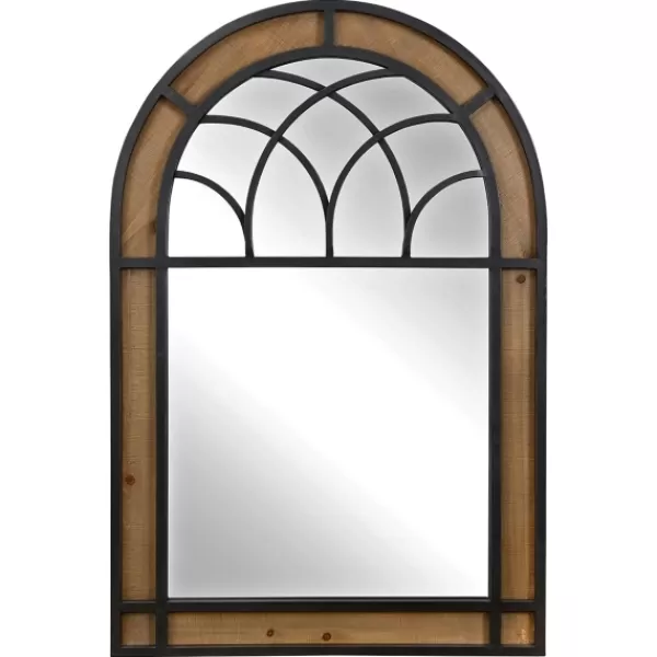 Decorative Mirrors-Kirkland's Home Brown Wood And Black Metal Arch Frame Mirror