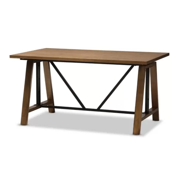 Office Furniture-Kirkland's Home Brown Wood And Metal Linear Base Desk