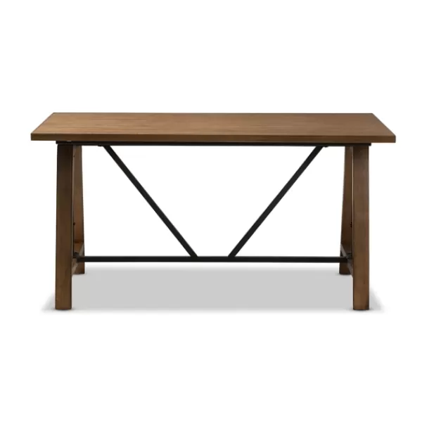 Office Furniture-Kirkland's Home Brown Wood And Metal Linear Base Desk