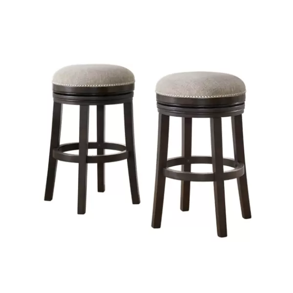 Bar Stools & Counter Height Stools-Kirkland's Home Brown Wood Backless Swivel 2-Pc. Bar Stool Set Gray