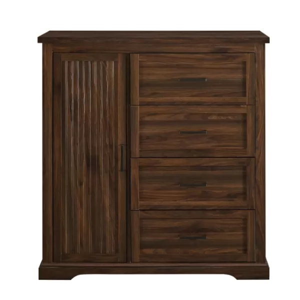 Dressers & Chests-Kirkland's Home Brown Wood Cabinet And 4-Drawer Wardrobe