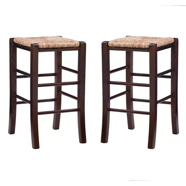 Bar Stools & Counter Height Stools-Kirkland's Home Brown Wood Grass Backless 2-Pc. Counter Stool Set Tan