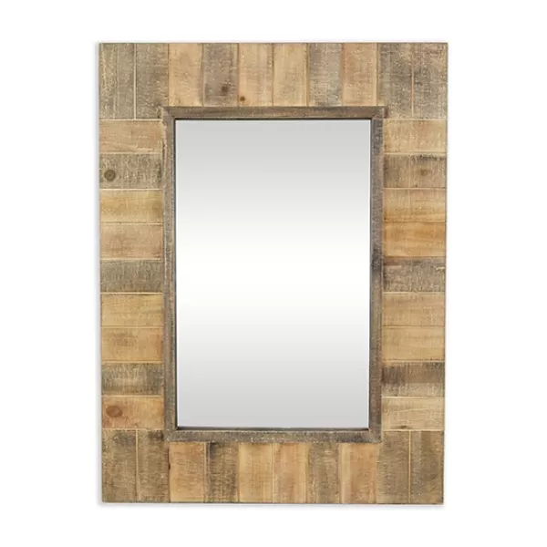 Decorative Mirrors-Kirkland's Home Brown Wood Paneled Frame Wall Mirror