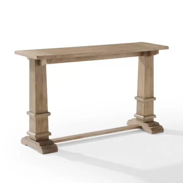 Console Tables-Kirkland's Home Brown Wood Pedestal Base Console Table