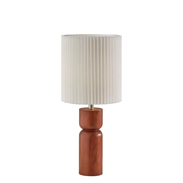 Table Lamps-Kirkland's Home Brown Wood Pleated Shade Table Lamp White