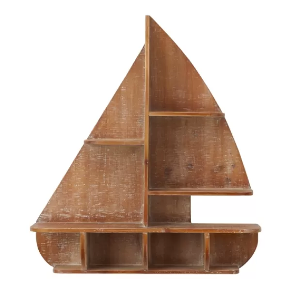 Shelves-Kirkland's Home Brown Wood Sailboat Wall Shelf