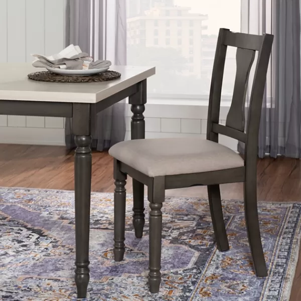 Dining Chairs-Kirkland's Home Brown Wood Upholstered Dining Chairs, Set Of 2 Brown/Gray