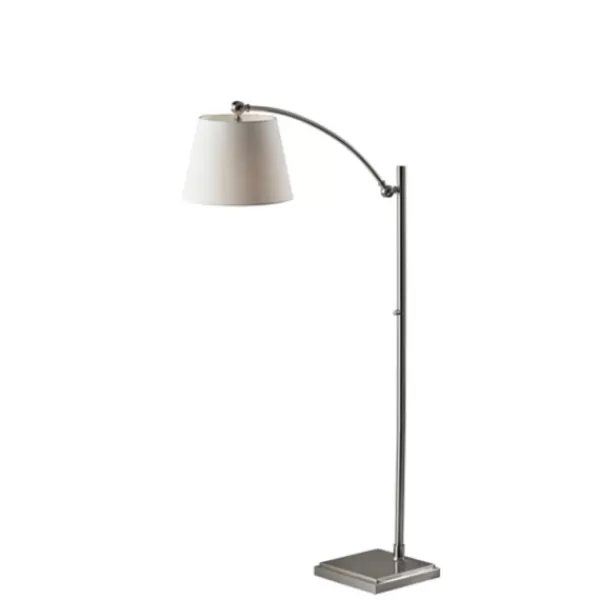 Floor Lamps-Kirkland's Home Brushed Adjustable Arm Floor Lamp Silver