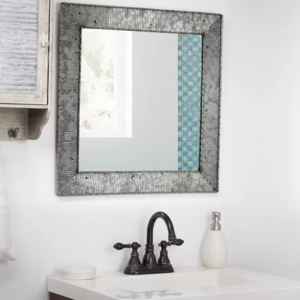 Decorative Mirrors-Kirkland's Home Brushed Galvanized Wall Mirror, 22X22 In.