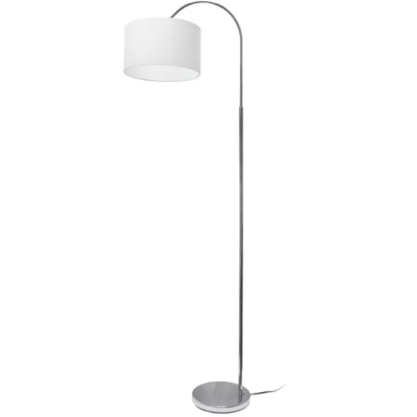 Floor Lamps-Kirkland's Home Brushed Nickel Arched Stem Floor Lamp White