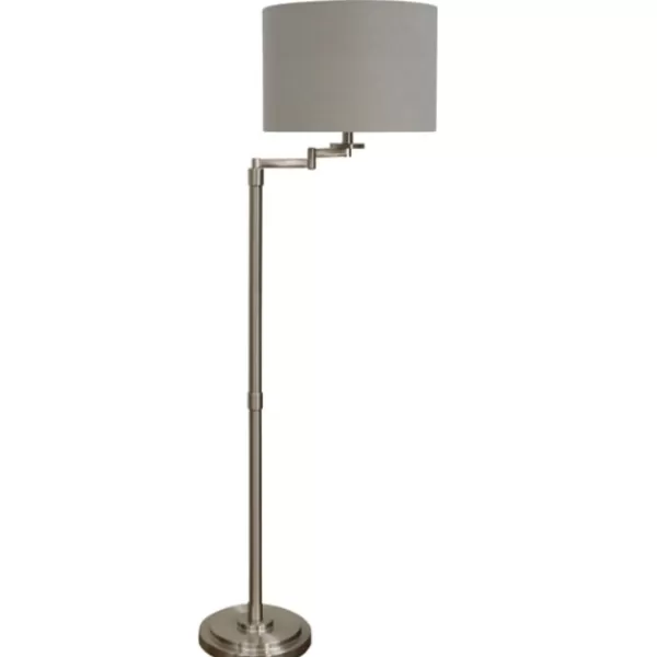 Floor Lamps-Kirkland's Home Brushed Steel Adjustable Swing Arm Floor Lamp Tan