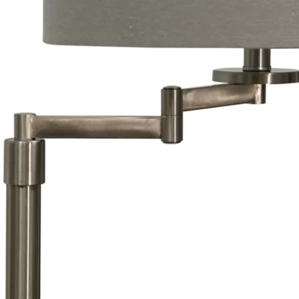 Floor Lamps-Kirkland's Home Brushed Steel Adjustable Swing Arm Floor Lamp Tan