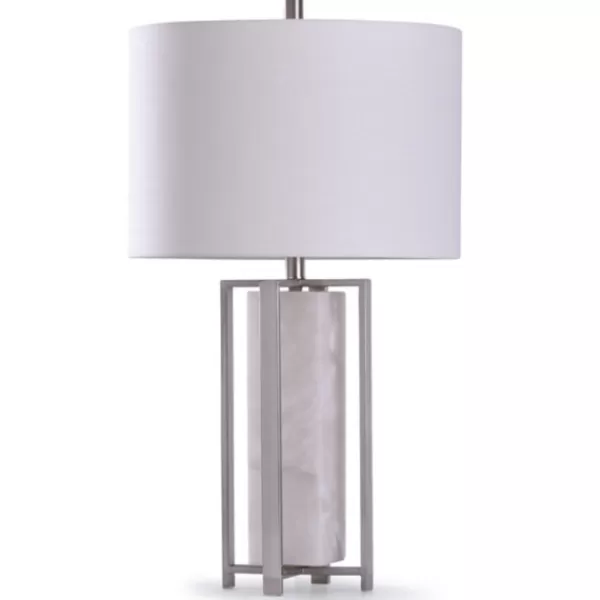 Table Lamps-Kirkland's Home Brushed Steel And Gray Marble Table Lamp, 30 In. White