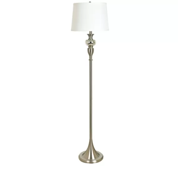 Floor Lamps-Kirkland's Home Brushed Steel Fluted Floor Lamp White