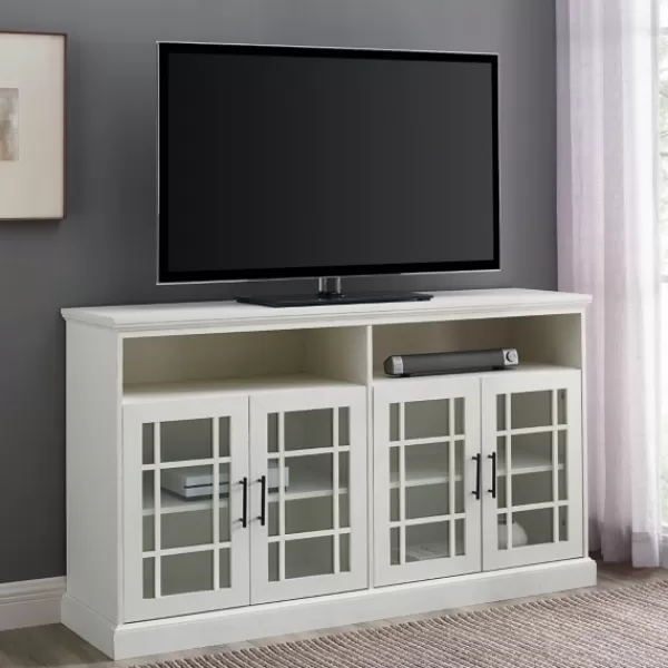 Tv Stands & Media Consoles-Kirkland's Home Brushed Window Pane Tv Stand White