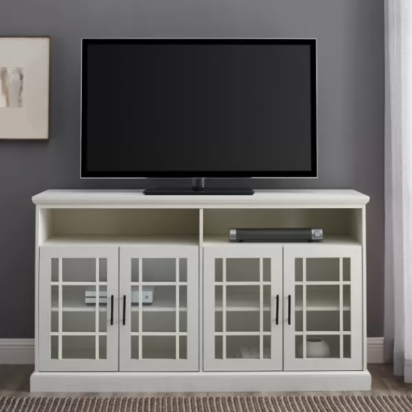 Tv Stands & Media Consoles-Kirkland's Home Brushed Window Pane Tv Stand White