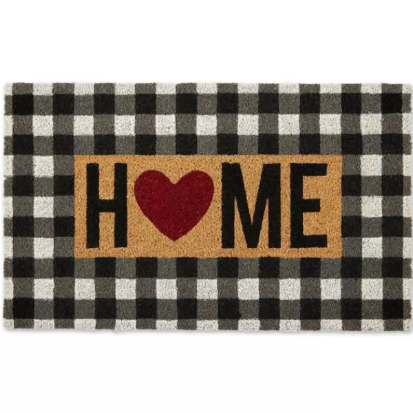 Doormats-Kirkland's Home Buffalo Check And Heart Home Doormat Black/White/Red