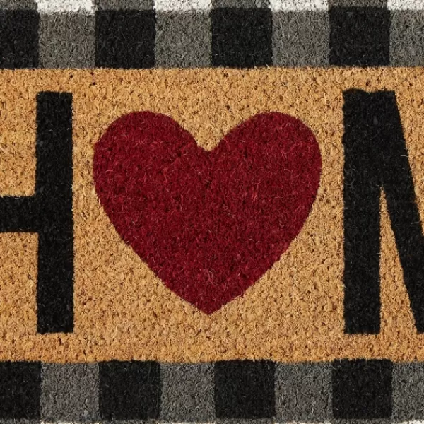 Doormats-Kirkland's Home Buffalo Check And Heart Home Doormat Black/White/Red